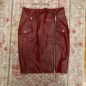 House of CB Vegan Leather Mid-Length Skirt